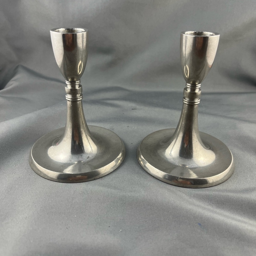 MCM Danish Just Andersen
 4 1/4” Pewter Candlesticks. 
Mid Century Modern